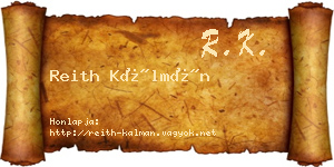Reith Kálmán névjegykártya